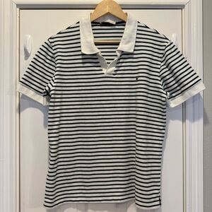 Purificacion Garcia Polo Shirt Men’s Sz L Green Stripes Logo Preppy Old Money